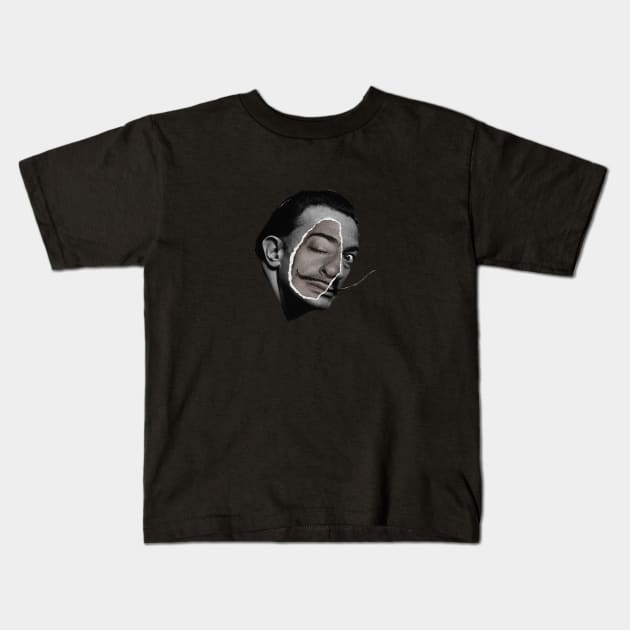 Salvador Dali Collage Art Face Kids T-Shirt by Panggahs